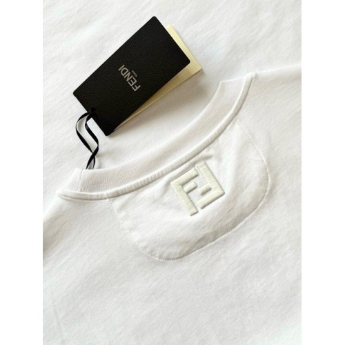 FENDI 2025SS Hot Dog Embroidery Round Neck Short Sleeve - White FENDI 2025SS Hot Dog Embroidery Round Neck Short Sleeve - White