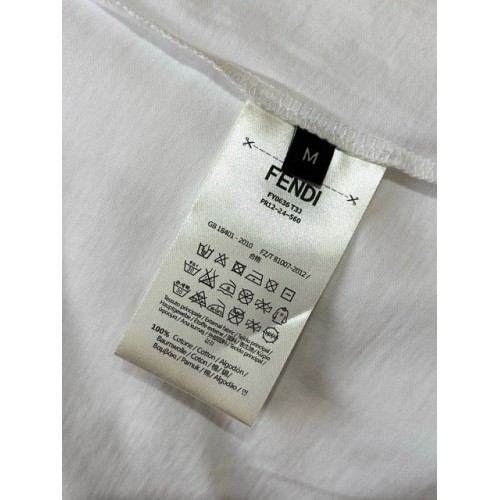 FENDI 2025SS Hot Dog Embroidery Round Neck Short Sleeve - White FENDI 2025SS Hot Dog Embroidery Round Neck Short Sleeve - White