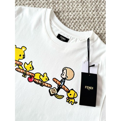 FENDI 25SS Cartoon Print Short Sleeves - White