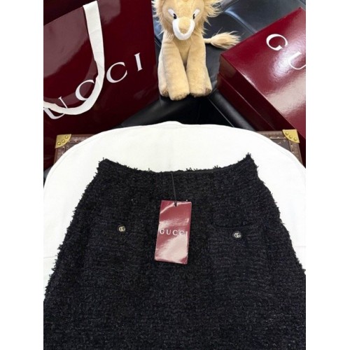 GUCCI 2024FW Multi-Specialty Yarn Woven Synthetic Short Skirt