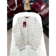 GUCCI 2025SS Wool Braided Gold Silk Blend Jacket