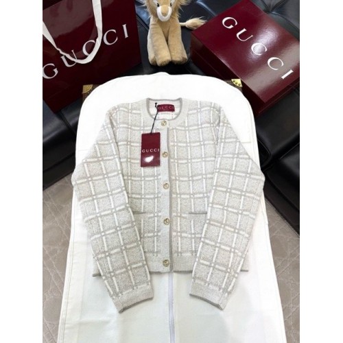 GUCCI 2025SS Wool Braided Gold Silk Blend Jacket