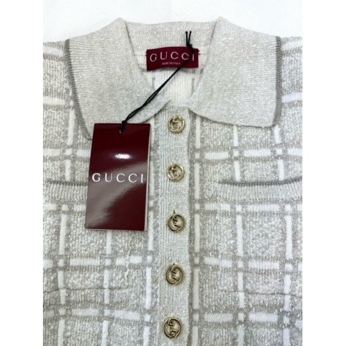 GUCCI 2025SS Wool Braided Gold Silk Blended Long Sleeve GUCCI 2025SS Wool Braided Gold Silk Blended Long Sleeve
