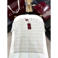 GUCCI 2025SS Wool Braided Gold Silk Blended Short Sleeve