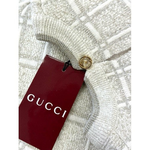 GUCCI 2025SS Wool Braided Gold Silk Blended Short Sleeve GUCCI 2025SS Wool Braided Gold Silk Blended Short Sleeve