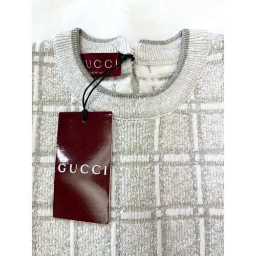GUCCI 2025SS Wool Braided Gold Silk Blended Short Sleeve GUCCI 2025SS Wool Braided Gold Silk Blended Short Sleeve