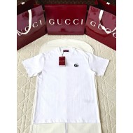 GUCCI 25SS Double Blue G Embroidered Round Neck Short Sleeves - White