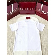 GUCCI 25SS Double Blue G Embroidered Round Neck Short Sleeves - White