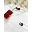 GUCCI 25SS Double Blue G Embroidered Round Neck Short Sleeves - White