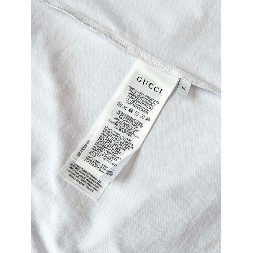 GUCCI 25SS Double Blue G Embroidered Round Neck Short Sleeves - White