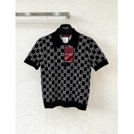 GUCCI 25SS Reversible Jacquard Knit Polo Short Sleeve - White and Black