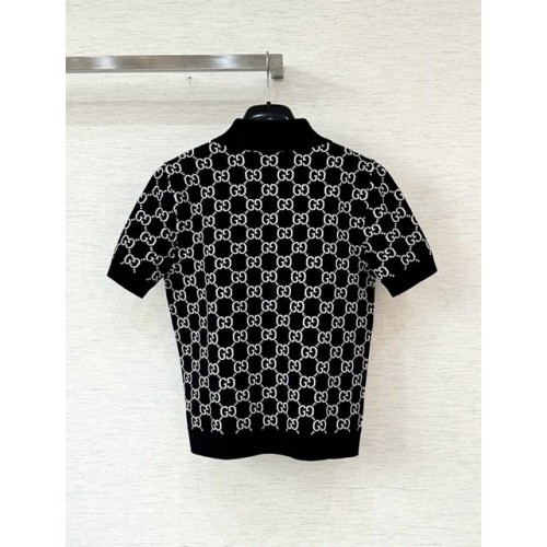 GUCCI 25SS Reversible Jacquard Knit Polo Short Sleeve - White and Black