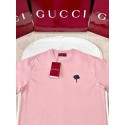 GUCCI 25SS Rose Embroidery Round Neck Short - Pink GUCCI 25SS Rose Embroidery Round Neck Short - Pink