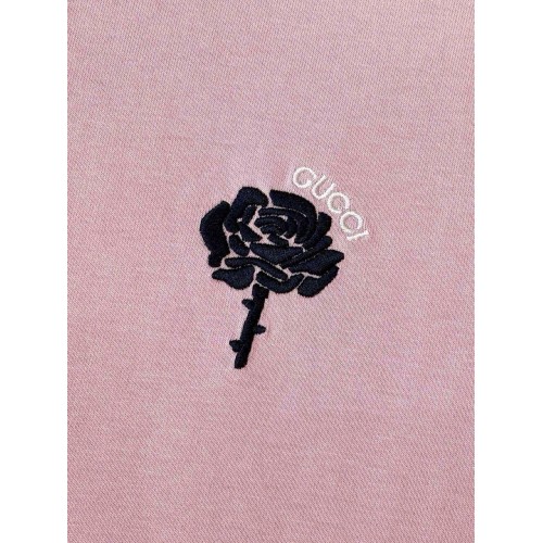 GUCCI 25SS Rose Embroidery Round Neck Short - Pink GUCCI 25SS Rose Embroidery Round Neck Short - Pink