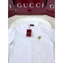 GUCCI 25SS Rose Embroidery Round Neck Short - White