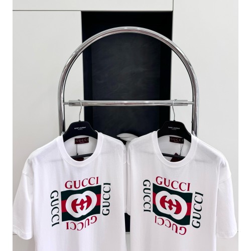 GUCCI Checkered G Printed Short Sleeve - White