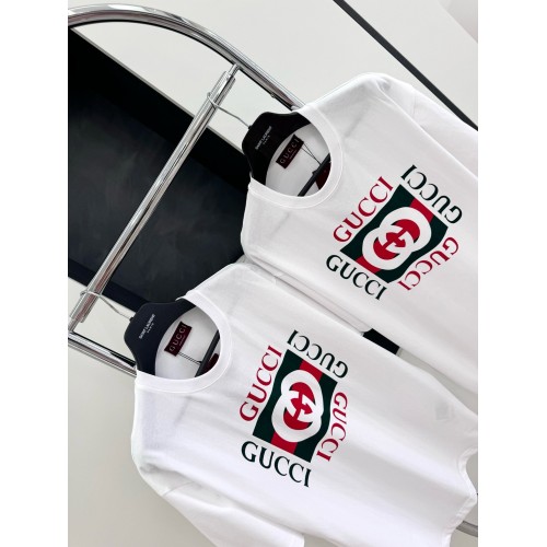 GUCCI Checkered G Printed Short Sleeve - White