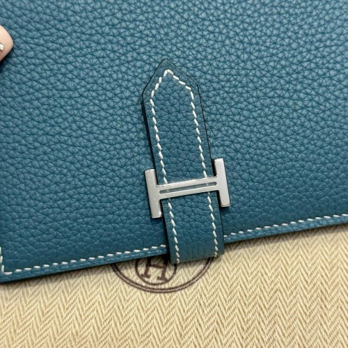 HERMES Bearn Compact Wallet - Celeste with Silver Hardware HERMES Bearn Compact Wallet - Celeste with Silver Hardware