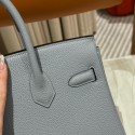 HERMES Birkin 30 - Blue Lin with Silver Hardware HERMES Birkin 30 - Blue Lin with Silver Hardware