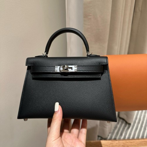 HERMES Mini Kelly 2 - Black with Silver Hardware HERMES Mini Kelly 2 - Black with Silver Hardware