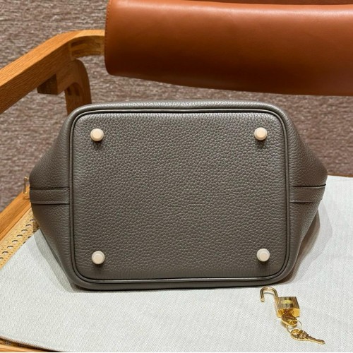 HERMES Picotin Lock - Gris Etain with Gold Hardware HERMES Picotin Lock - Gris Etain with Gold Hardware