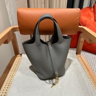 HERMES Picotin Lock 18 - Grey with Gold Hardware