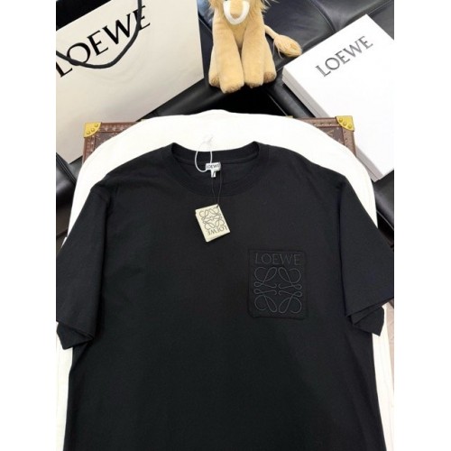 LOEWE 2024FW Pocket Classic Embroidery Crew Neck Short Sleeve - Black LOEWE 2024FW Pocket Classic Embroidery Crew Neck Short Sleeve - Black