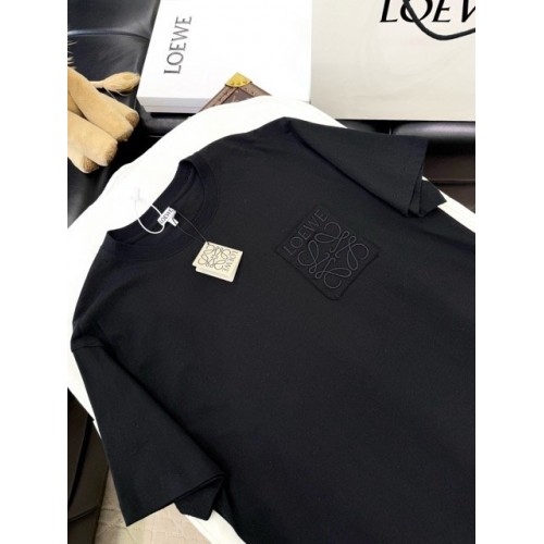 LOEWE 2024FW Pocket Classic Embroidery Crew Neck Short Sleeve - Black LOEWE 2024FW Pocket Classic Embroidery Crew Neck Short Sleeve - Black