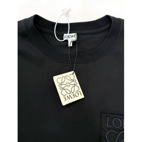 LOEWE 2024FW Pocket Classic Embroidery Crew Neck Short Sleeve - Black LOEWE 2024FW Pocket Classic Embroidery Crew Neck Short Sleeve - Black