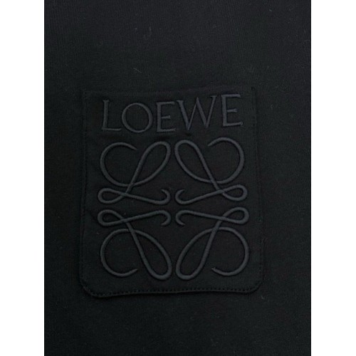 LOEWE 2024FW Pocket Classic Embroidery Crew Neck Short Sleeve - Black LOEWE 2024FW Pocket Classic Embroidery Crew Neck Short Sleeve - Black