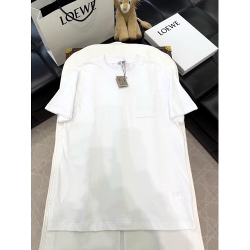 LOEWE 2024FW Pocket Classic Embroidery Crew Neck Short Sleeve - White