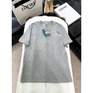 LOEWE 2024FW Rabbit Embroidery Round Neck Short Sleeve - Gray