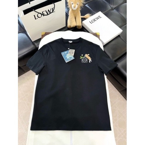 LOEWE 2024FW Rabbit Embroidery Round Neck Short Sleeve