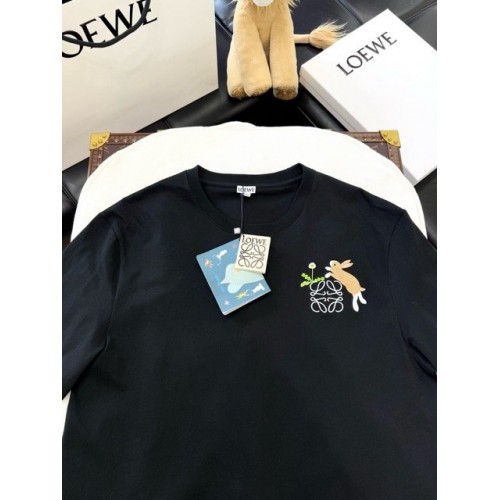LOEWE 2024FW Rabbit Embroidery Round Neck Short Sleeve