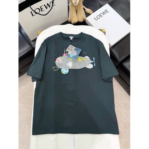 LOEWE 2024FW Submarine Embroidery Round Neck Short Sleeve
