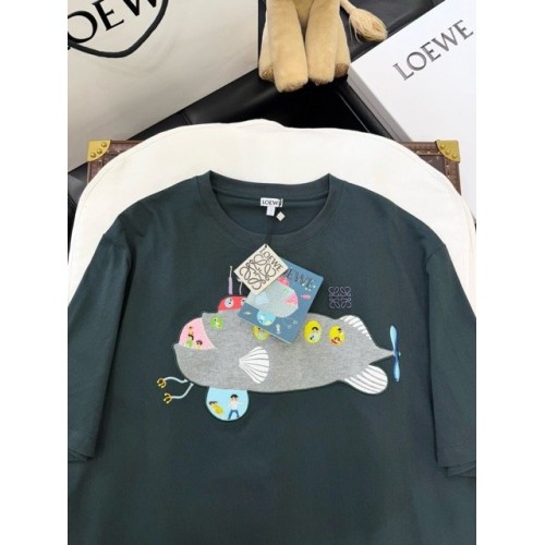 LOEWE 2024FW Submarine Embroidery Round Neck Short Sleeve LOEWE 2024FW Submarine Embroidery Round Neck Short Sleeve