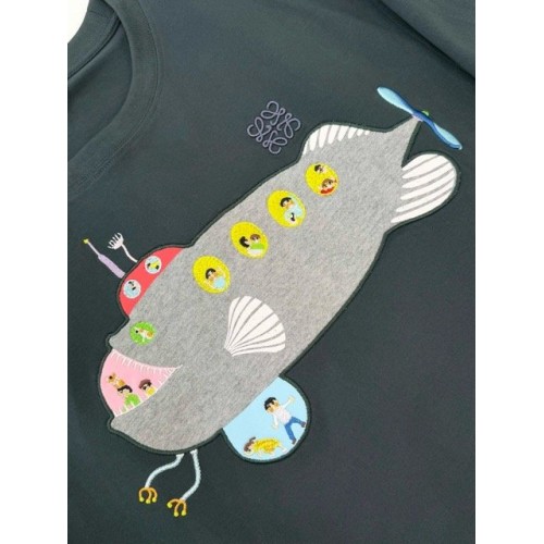 LOEWE 2024FW Submarine Embroidery Round Neck Short Sleeve LOEWE 2024FW Submarine Embroidery Round Neck Short Sleeve