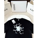 LOEWE 2025SS Octopus Print Embroidered Short Sleeves - Black