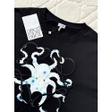LOEWE 2025SS Octopus Print Embroidered Short Sleeves - Black