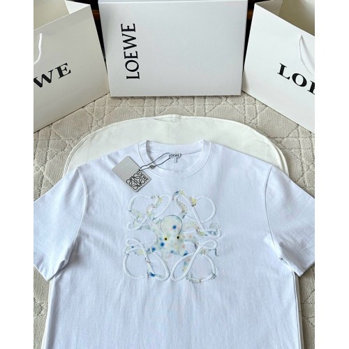 LOEWE 2025SS Octopus Print Embroidered Short Sleeves - White LOEWE 2025SS Octopus Print Embroidered Short Sleeves - White