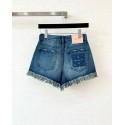 LOEWE 25SS Fringed Distressed Embroidered Denim Shorts LOEWE 25SS Fringed Distressed Embroidered Denim Shorts