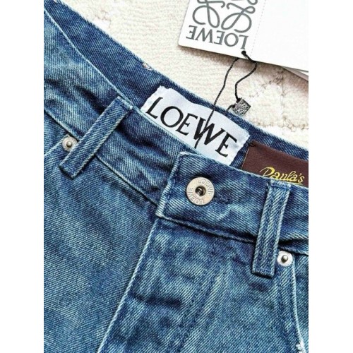 LOEWE 25SS Fringed Distressed Embroidered Denim Shorts LOEWE 25SS Fringed Distressed Embroidered Denim Shorts