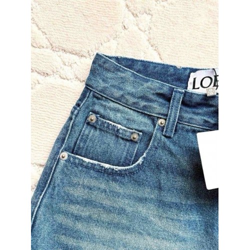 LOEWE 25SS Fringed Distressed Embroidered Denim Shorts LOEWE 25SS Fringed Distressed Embroidered Denim Shorts