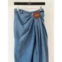 LOEWE 25SS Leather Logo Pleated Irregular Jeans LOEWE 25SS Leather Logo Pleated Irregular Jeans