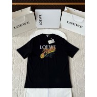 LOEWE 25SS New Slogan Embroidered Short Sleeve - Black