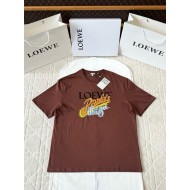 LOEWE 25SS New Slogan Embroidered Short Sleeve - Brown 
