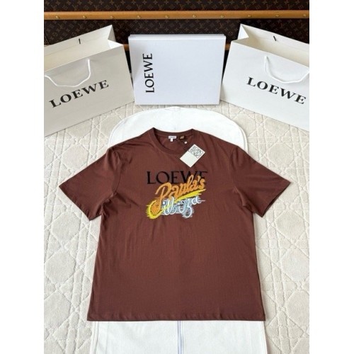LOEWE 25SS New Slogan Embroidered Short Sleeve - Brown LOEWE 25SS New Slogan Embroidered Short Sleeve - Brown