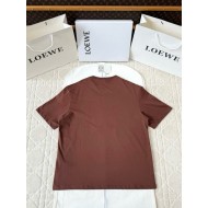 LOEWE 25SS New Slogan Embroidered Short Sleeve - Brown 