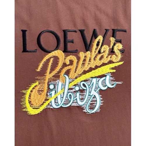 LOEWE 25SS New Slogan Embroidered Short Sleeve - Brown LOEWE 25SS New Slogan Embroidered Short Sleeve - Brown