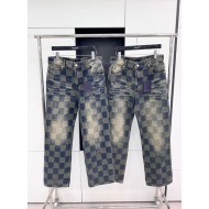 LV 2024FW Autumn and Winter New Checkerboard Jeans 